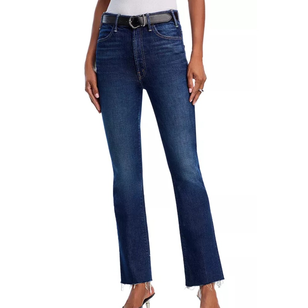 MOTHER‎ Hustler Ankle Fray Jeans Womens 24 High Rise Raw Hem Denim